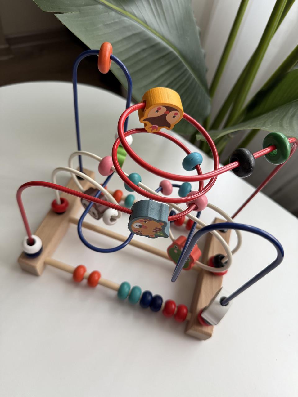 Іграшка для малюків дерев'яний лабіринт-каталка з намистинами та звірятками (47) - фото 10 Іграшка для малюків дерев'яний лабіринт-каталка з намистинами та звірятками (47) - фото 10