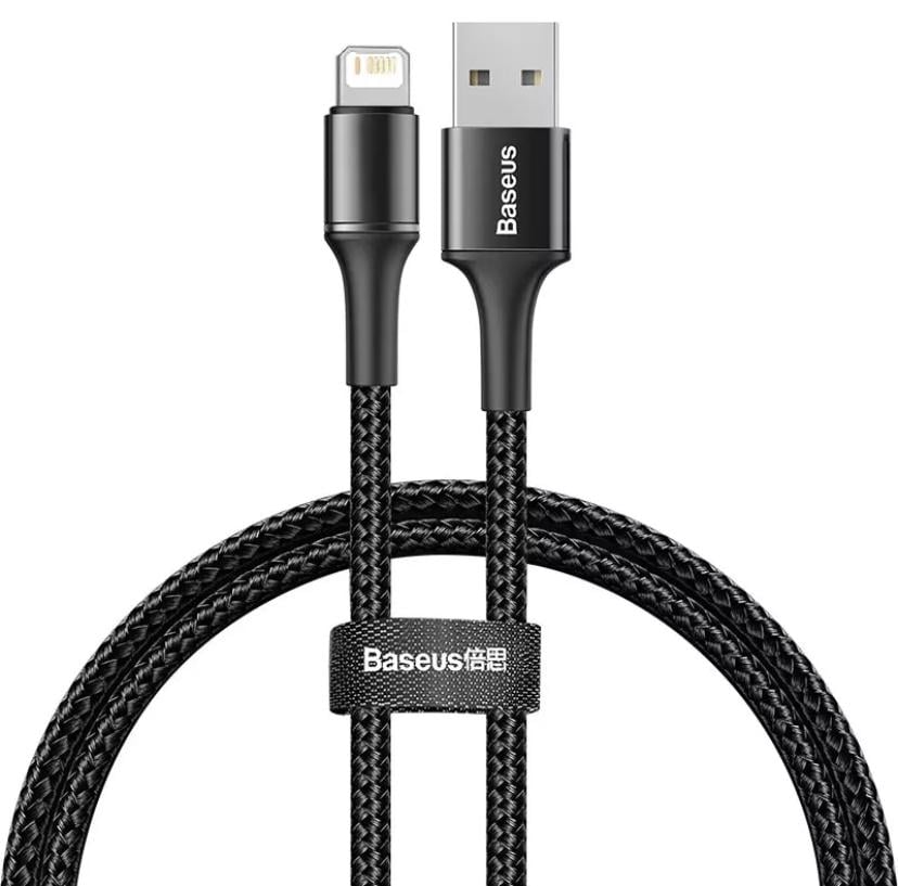 Кабель Baseus Lightning USB для iPhone/iPod/iPad c подсветкой 25 см Чtрный