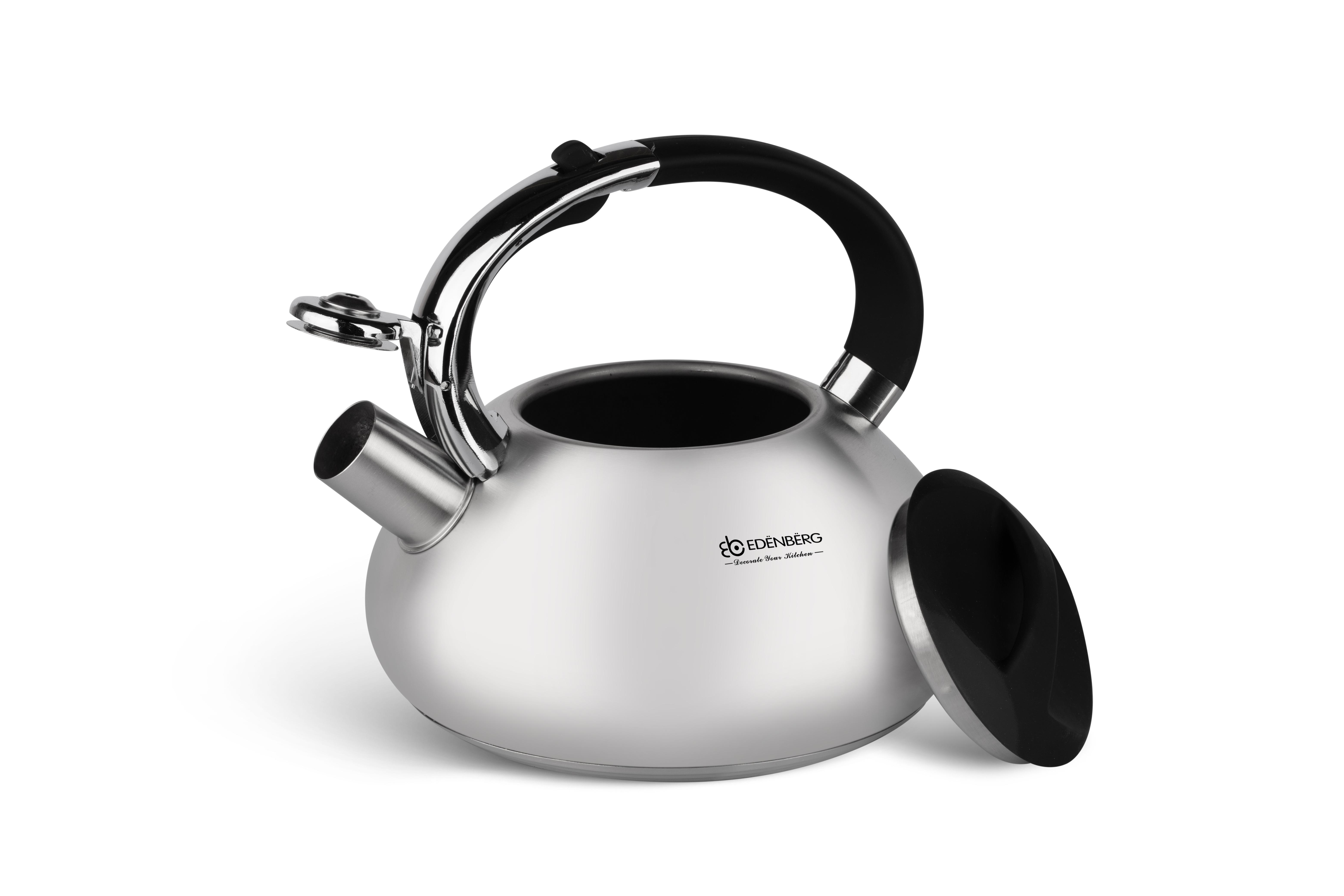 Чайник зі свистком Edenberg EB-2436 із нержавіючої сталі 3 л Чорний (57-46-EB-2436-1) - фото 2 Чайник зі свистком Edenberg EB-2436 із нержавіючої сталі 3 л Чорний (57-46-EB-2436-1) - фото 2