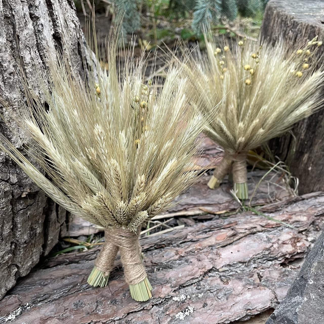 Рождественский дидух из колосьев льна и сухоцветов 15 см (1971733201) - фото 4