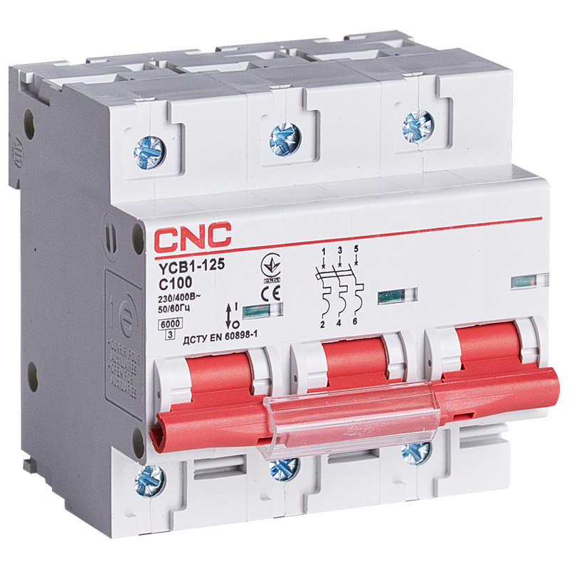 Автоматический выключатель CNC Electric YCB1-125 3P 100A 6kA C (Б00030346)