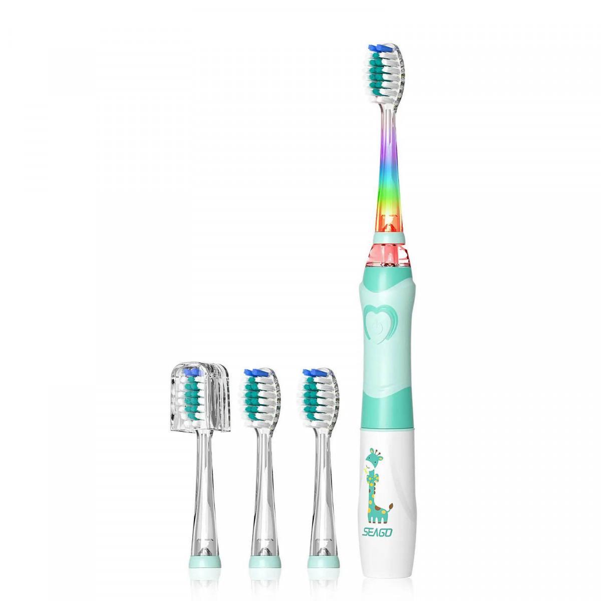 Зубна щітка дитяча звукова Seago SG-977 Giraffe від 3 років 4 насадки Green (4793)