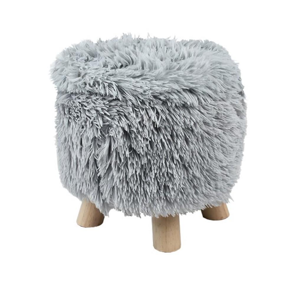 Пуф с местом для хранения вещей Fluffy с искусственным мехом 28х30 см Серый (R33440-2)