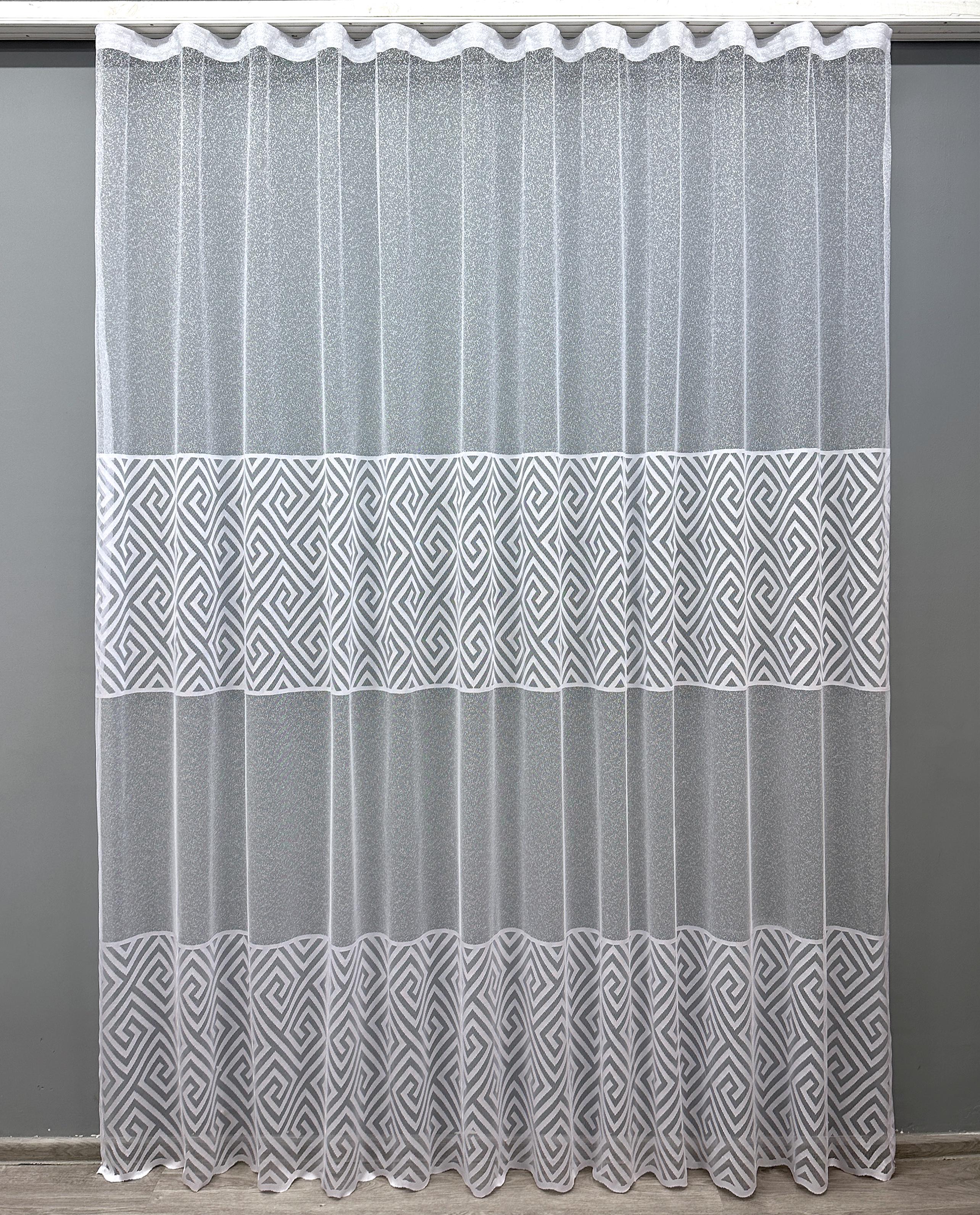 Тюль VR-Textil Ромб Меандр 1591т жаккард 300х270 см Белый (42-0534)