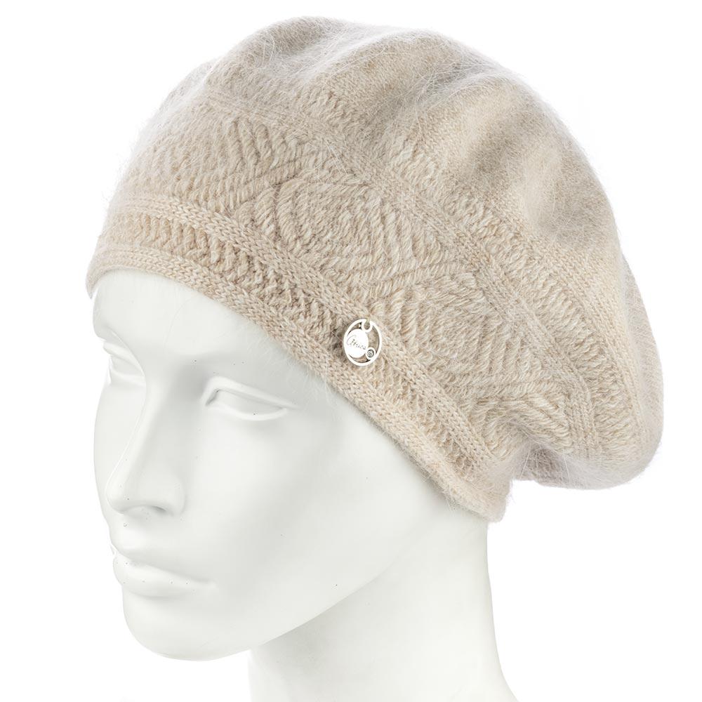 Берет женский ангоровый двойной Atrics WH912 с узором Латте