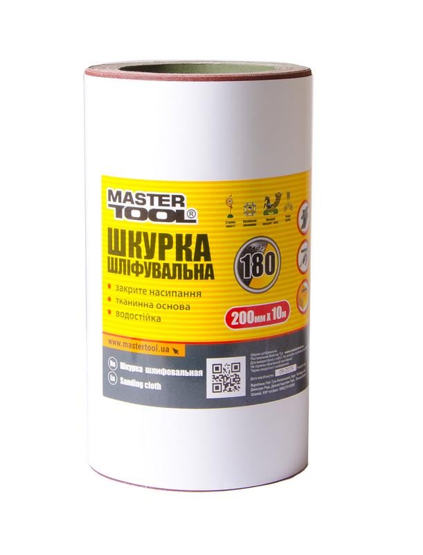 Шкурка шліфувальна Mastertool на тканинній основі Р180 200 мм 10 м (08-2818) Шкурка шліфувальна Mastertool на тканинній основі Р180 200 мм 10 м (08-2818)