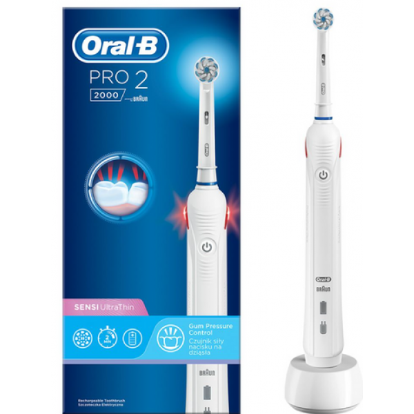 Электрическая зубная щетка Oral-B Pro 2000 Sensi Ultrathin White D501.513.2 1 шт. - фото 1