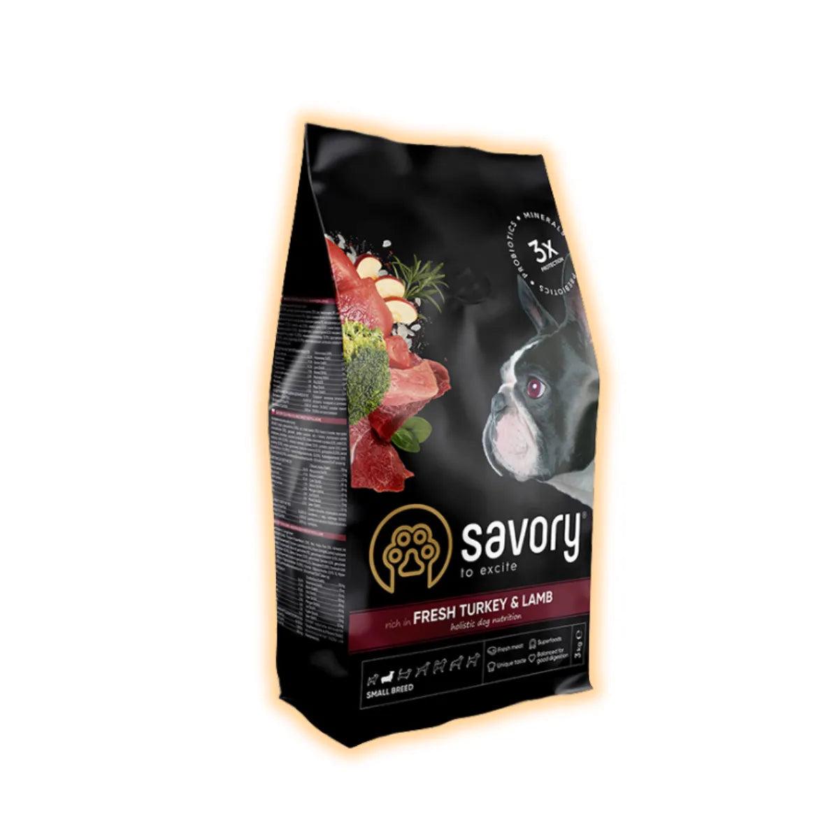 Корм сухой Savory со свежим ягненком и индейкой для взрослых собак малых пород 3 кг (32512135)