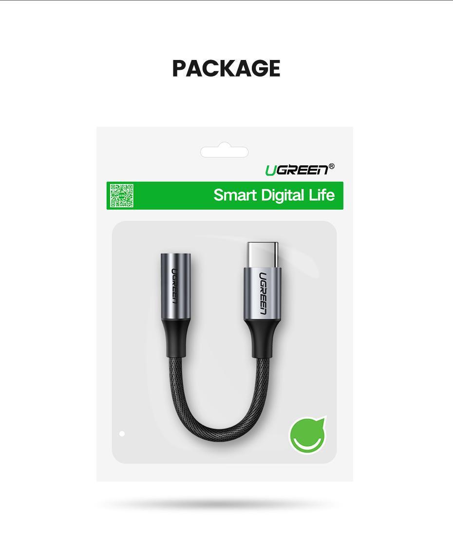 Переходник для наушников UGREEN Type-C-3.5 мм minijack Аудио AUX на USB-C 0,12 м Черный (30632) - фото 11