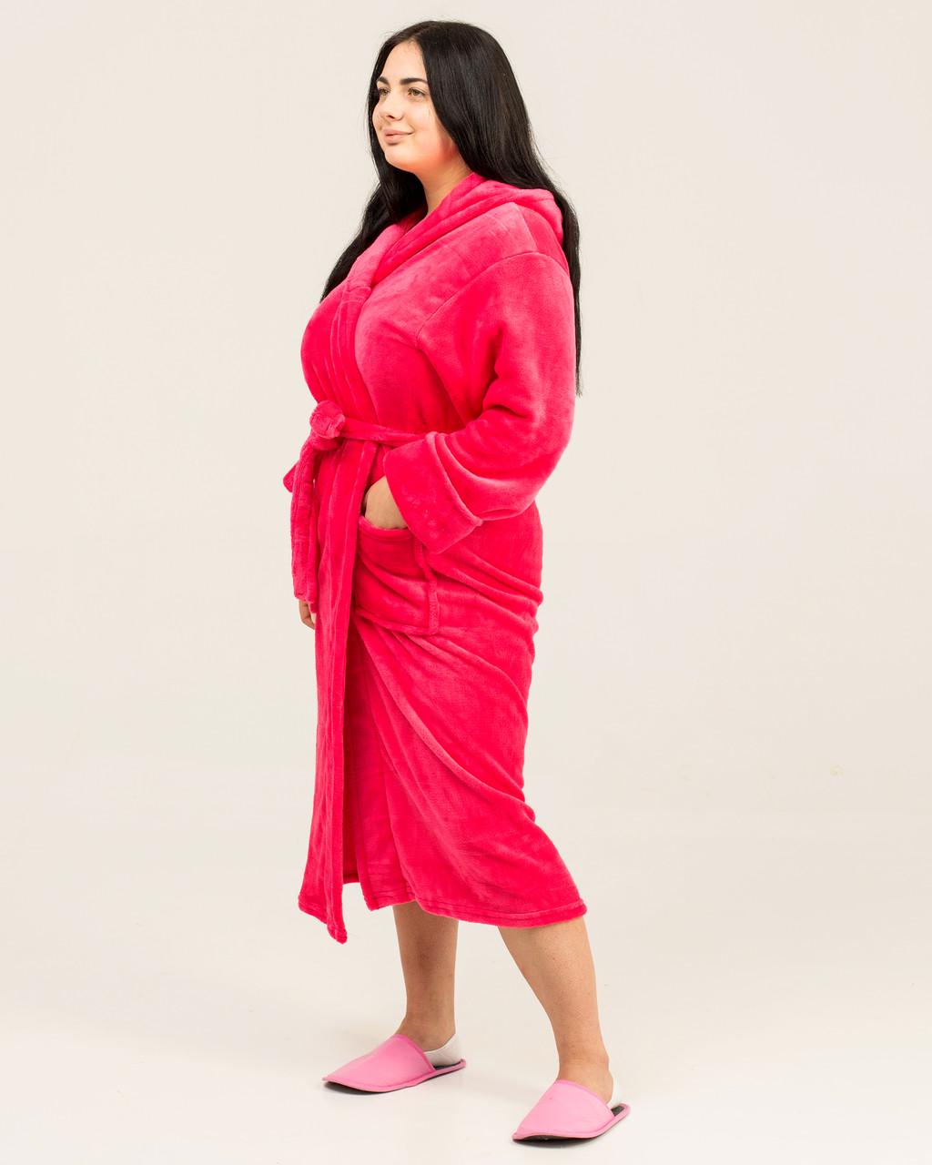 Халат женский на запах с капюшоном махровый 2 кармана L Манго (50) - фото 2