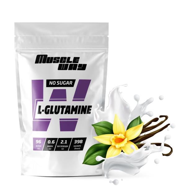 Аминокислота MuscleWay L-Glutamine Ваниль для мышечной ткани на 100 порций 500 г (21-125-glu-mw-rs500.5)