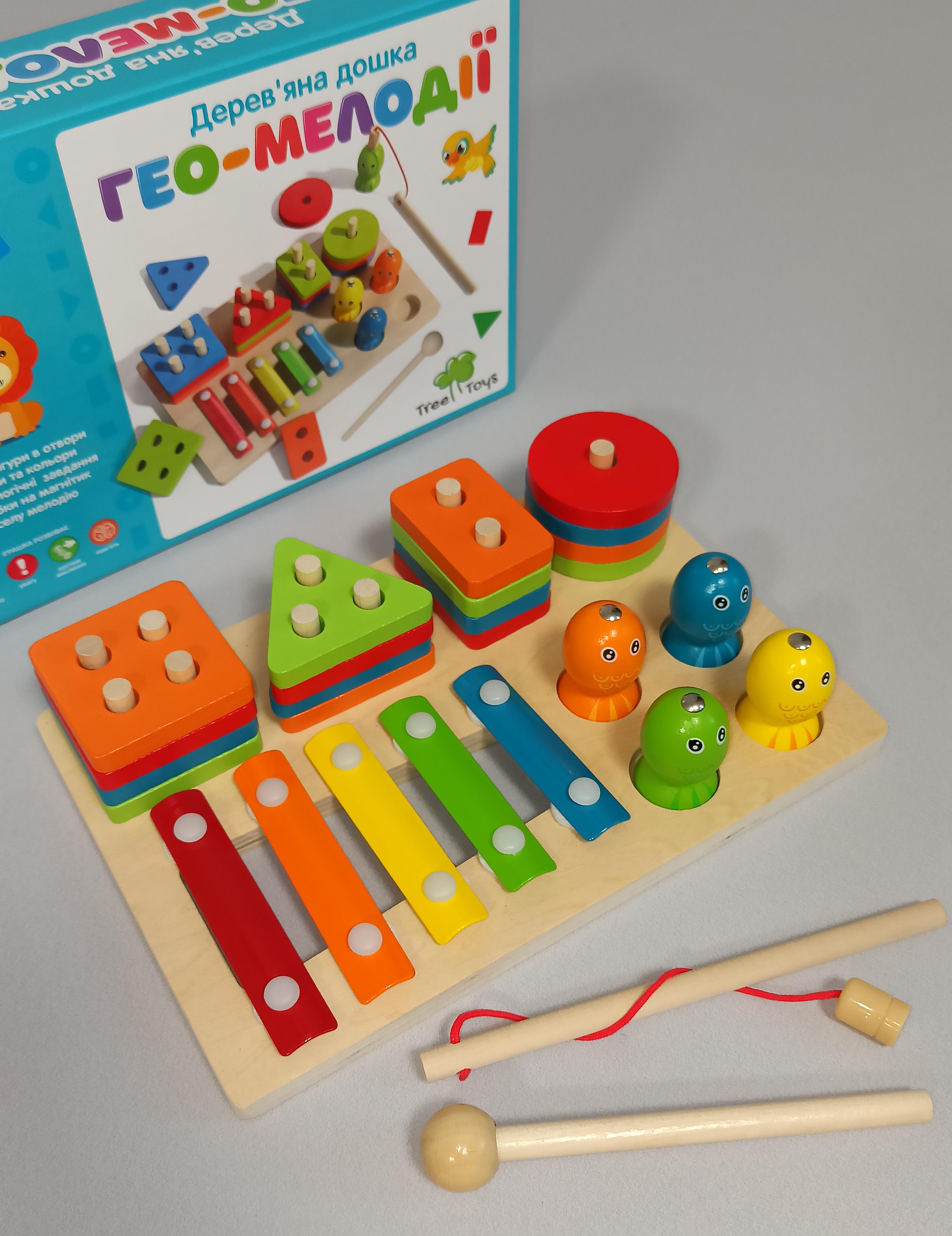 Дерев'яний сортер інтерактивний TREE TOYS ксилофон магнітна риболовля (MD 0855) - фото 3 Дерев'яний сортер інтерактивний TREE TOYS ксилофон магнітна риболовля (MD 0855) - фото 3
