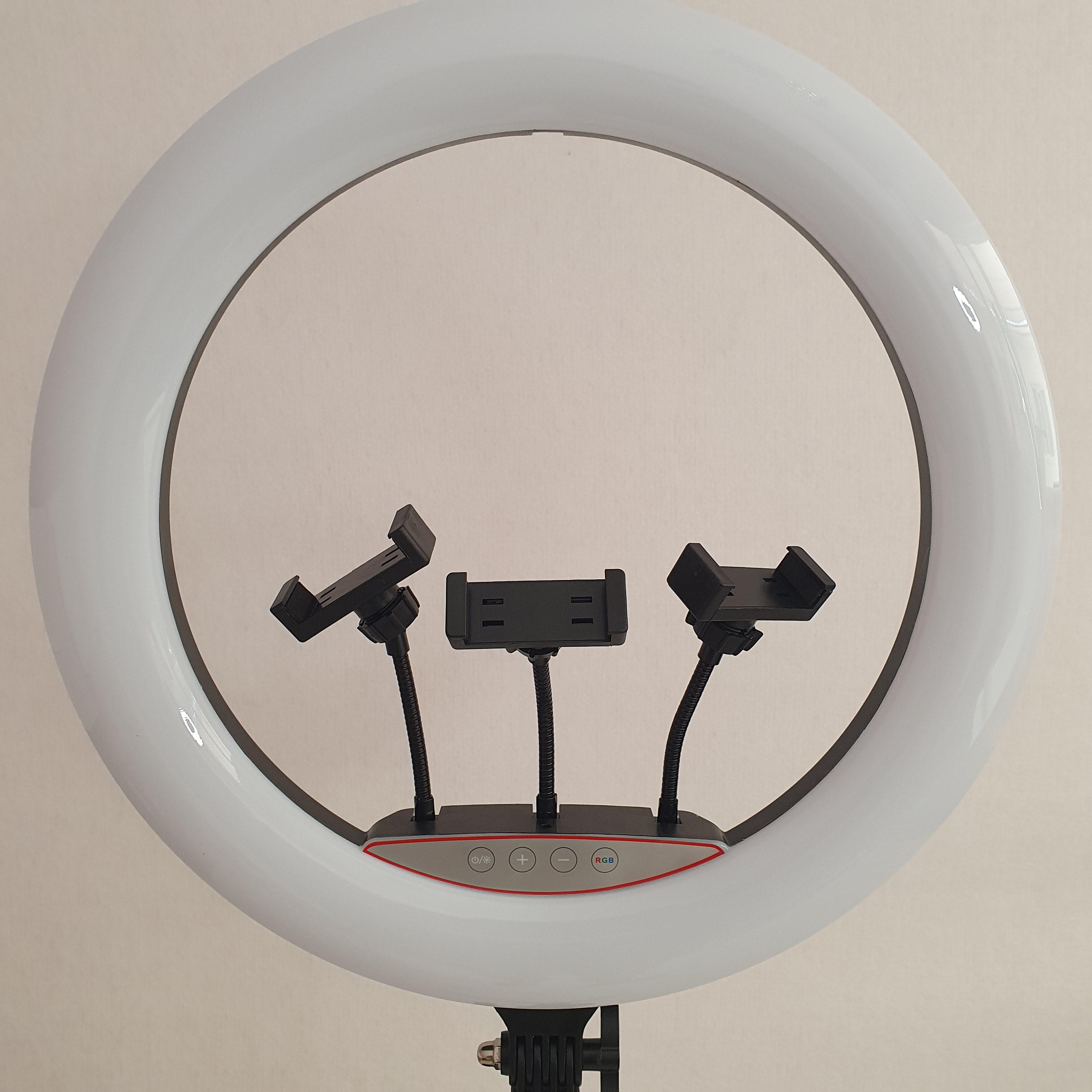 Лампа кільцева Soft Ring Light RGB LED з тримачем на 3 телефони та кріпленням під штатив 45 см (MJ-45)