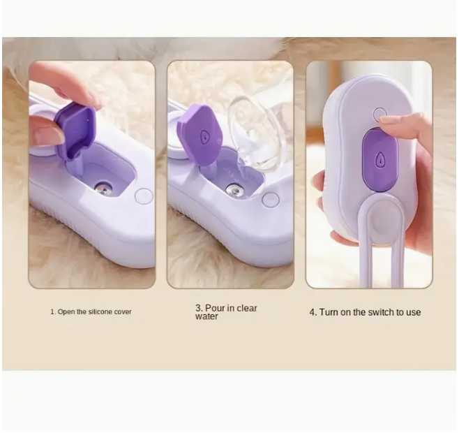 Щітка для домашніх тварин парова 3в1 USB перезаряджається складна з розпиленням (2004) - фото 6 Щітка для домашніх тварин парова 3в1 USB перезаряджається складна з розпиленням (2004) - фото 6