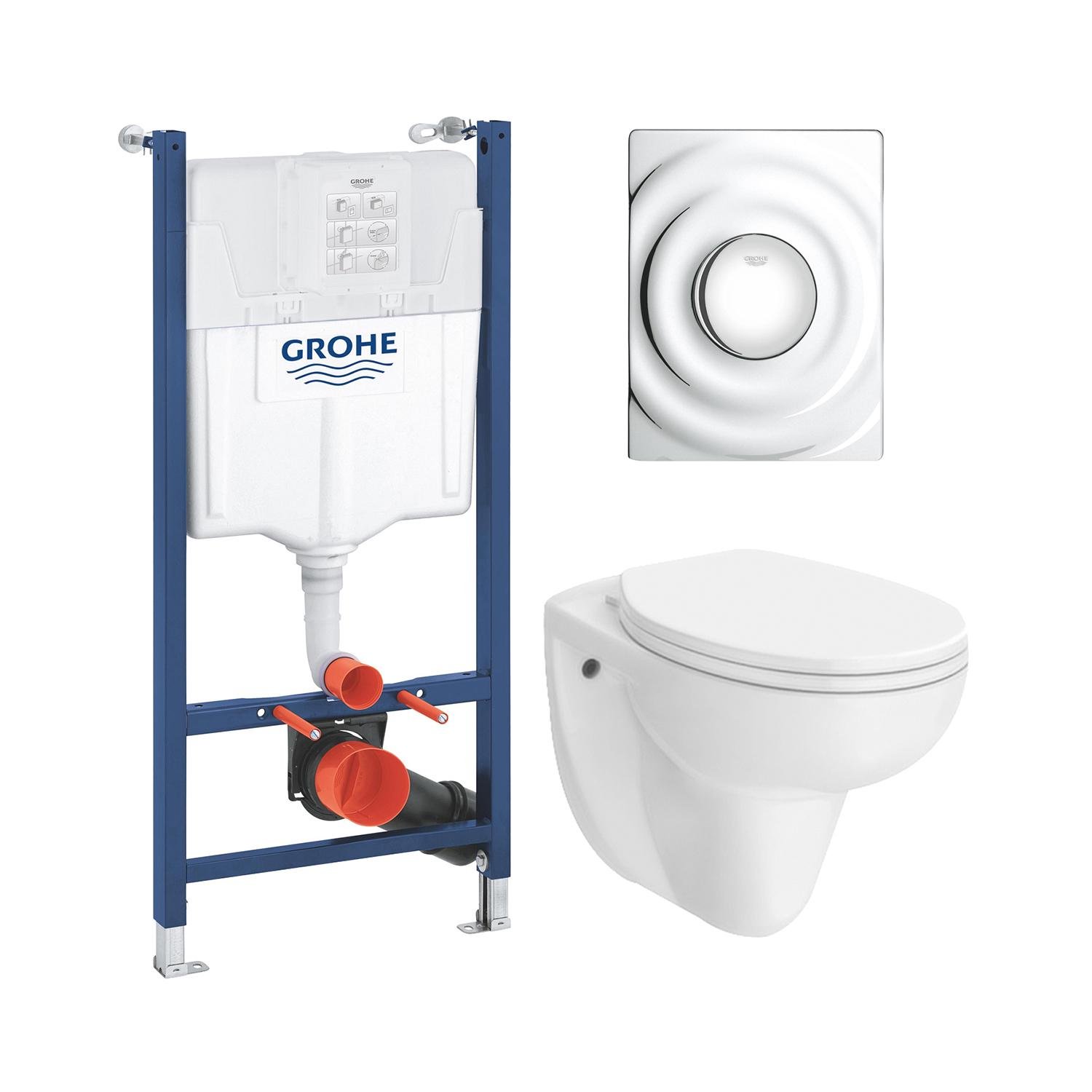 Комплект инсталляции Grohe Solido Surf UA38971574A CV032250 с унитазом кнопка Хром (175424)