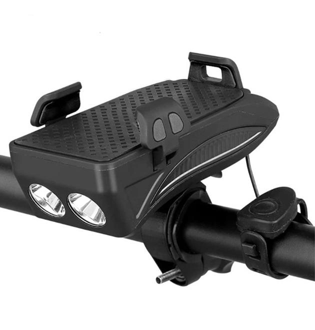 Фонарь велосипедный Bicycle 4в1 многофункциональный со звонком на 130 дБ светодиодный Черный