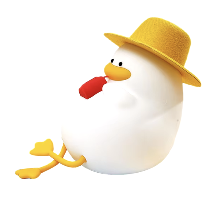 Нічник силіконовий Каченя в шляпі на акумуляторі Білий (21588751)