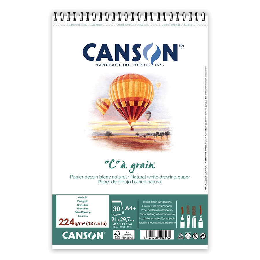 Альбом для графики Canson Ca Grain на спирале 224 г/кв. м 30 л. А4 Белый (C400060628)