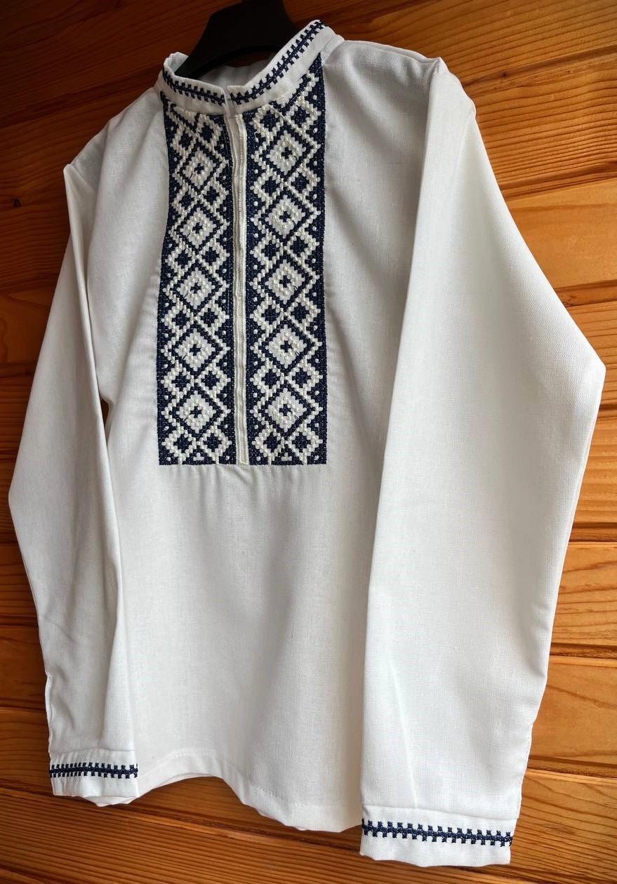 Вышиванка для мальчика Код Традиции с темно-синей вышивкой 92 см (1804973479) - фото 8