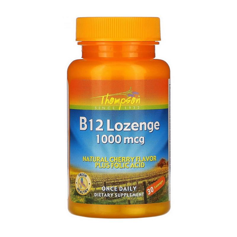 Витамин Цианокобаламин Thompson B-12 Lozenge plus Folic Acid 1000 мкг 30 капс. Вишня (19338-01)