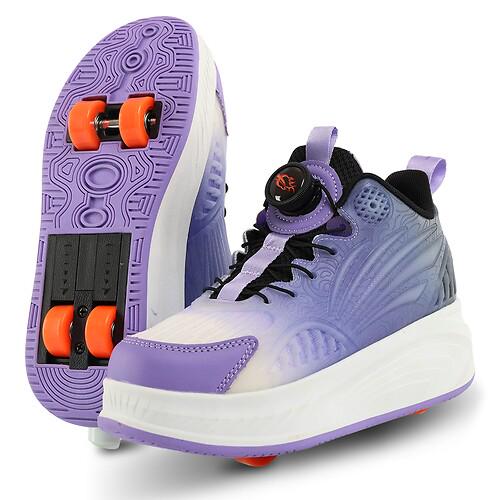 Кроссовки роликовые на четырех колесах Huoleguo OB-6398 р. 39 Фиолетовый/Белый (33093077)