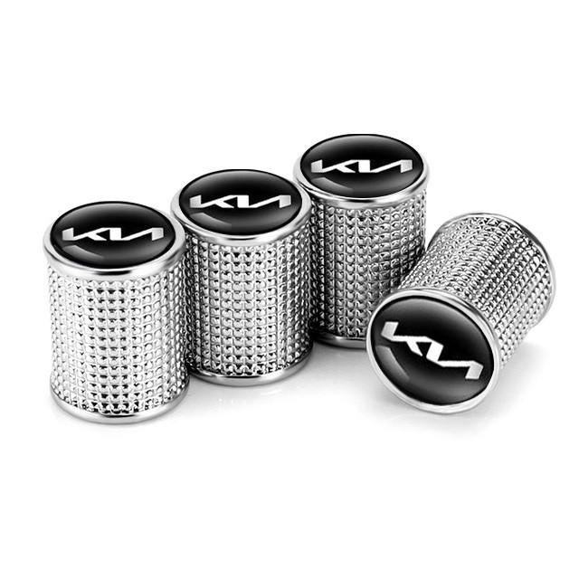 Набор защитных колпачков на ниппель SUNROZ Caps для Киа Lux Silver Metal Kia NEW logo 4 шт. (A-67666)