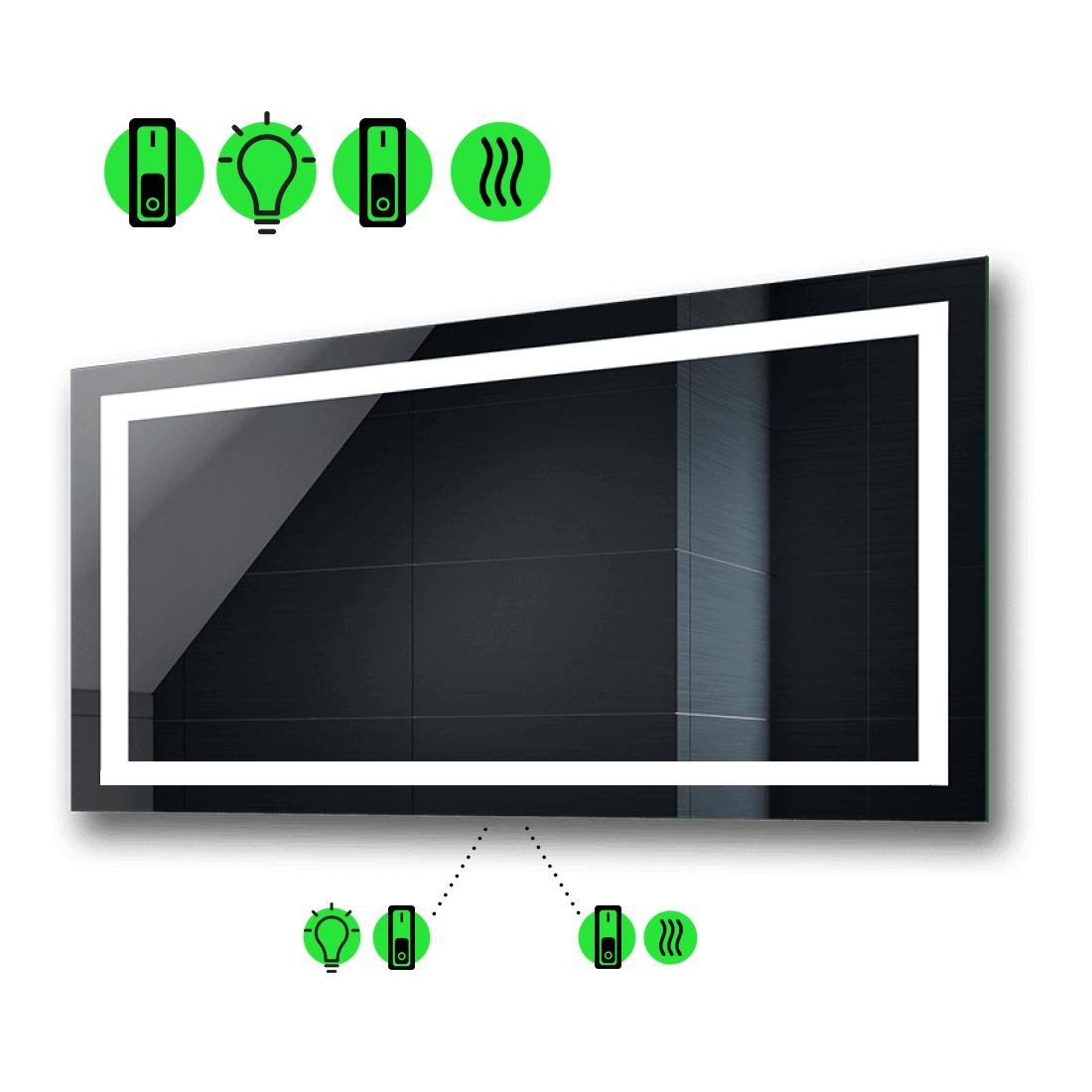 Зеркало с LED подсветкой Karnet с подогревом и двумя механическими включателями 80x60 см (karnetg24)