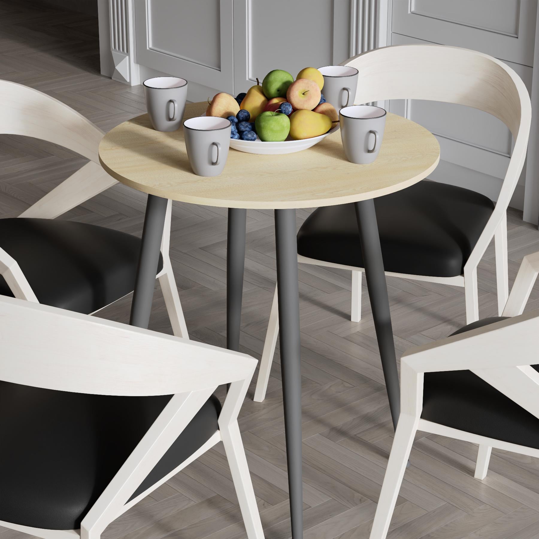 Обідній стіл круглий Ferrum-decor OPTIMA 4 ніжки конусні метал/ДСП 16 мм 750x670x670 мм Чорний/Дуб Кремона Торро (FRD-107567)