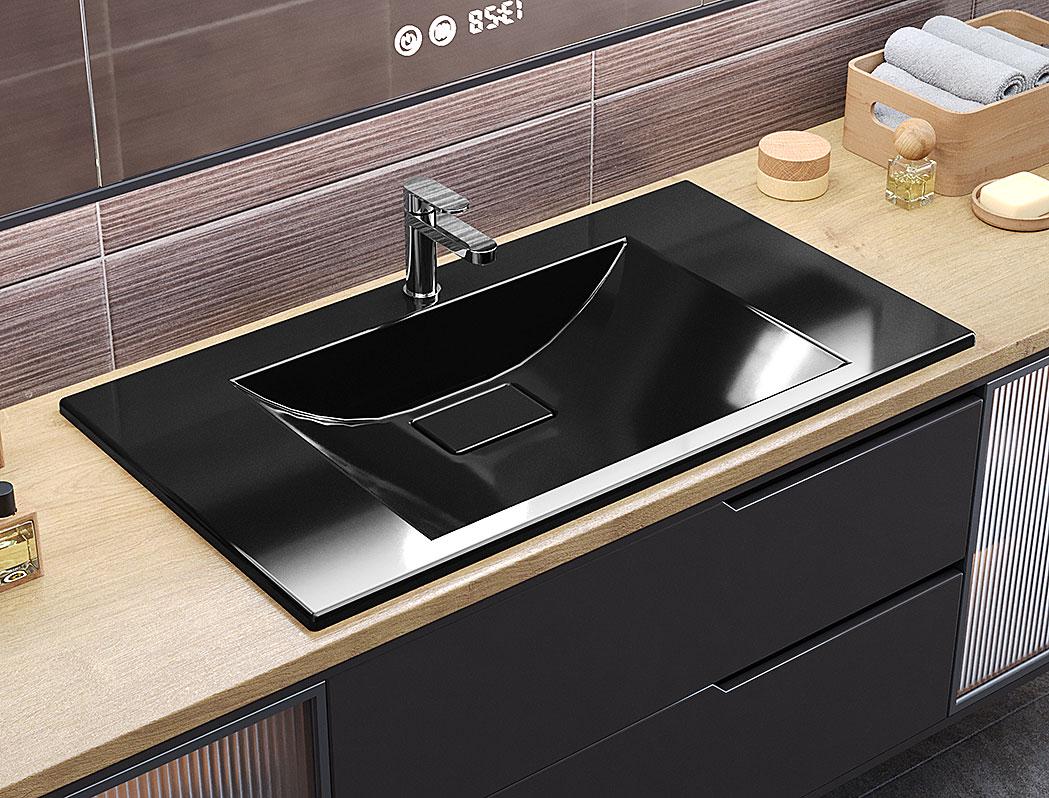 Умывальник накладной Status Neil Low 80 Black (708)