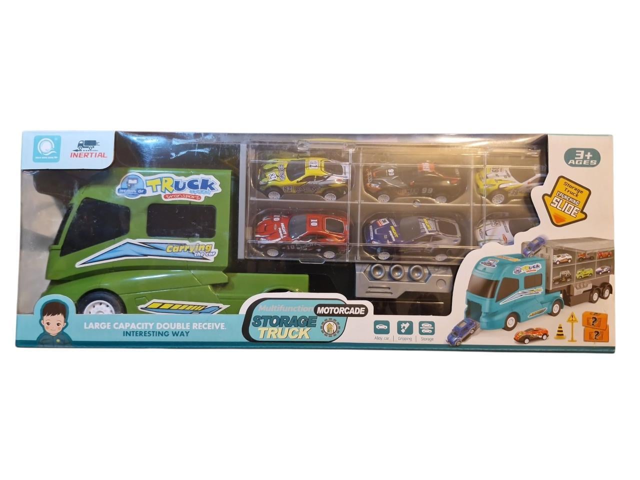 Игрушка Автовоз с набором машинок и дорожных знаков Зеленый (2785224160)