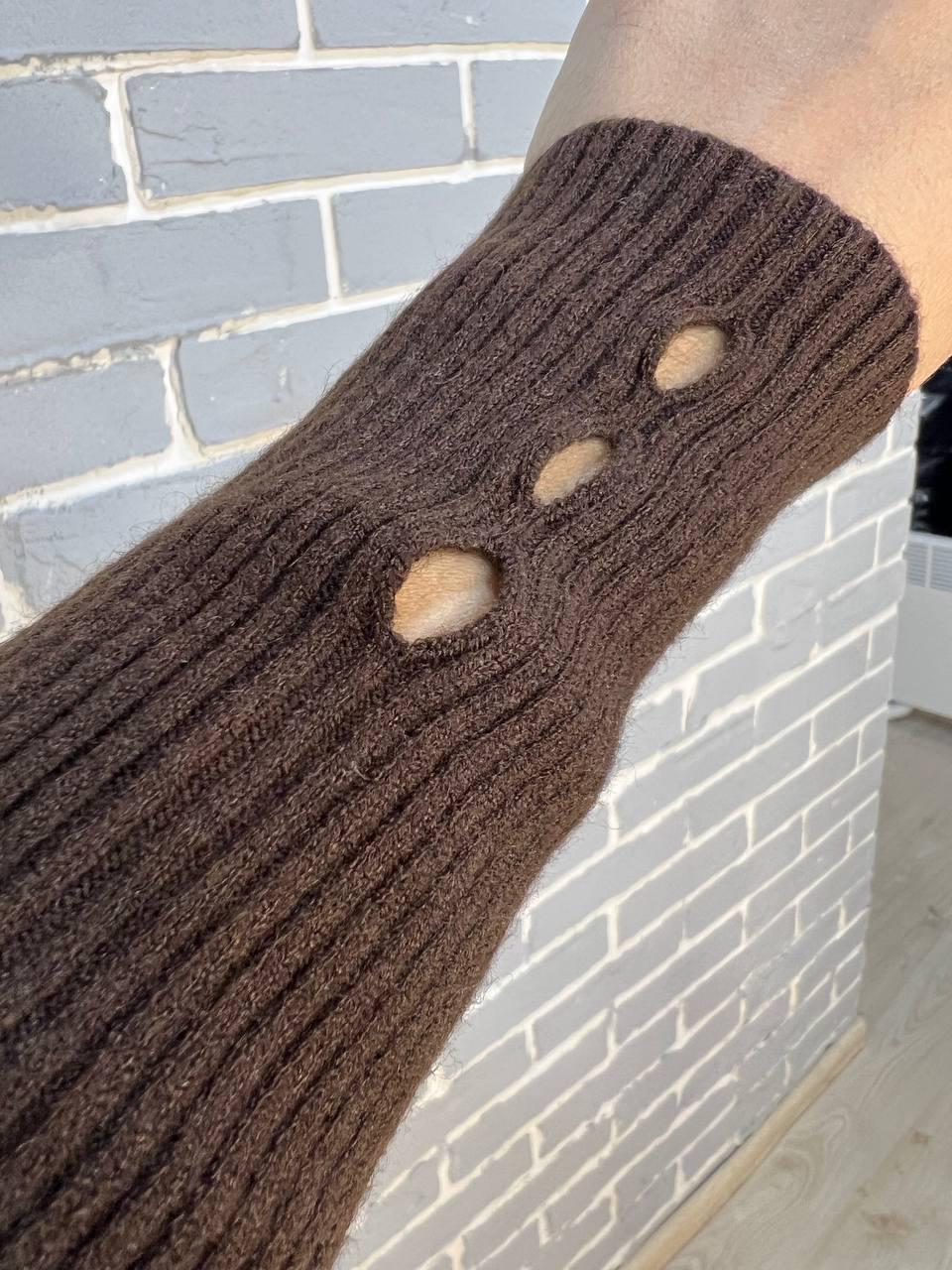 Платье женское ACCORDDREAM 2287 теплая вязка свитер рубчик воротник стойка разрезы миди р. 44-48 Коричневый (3088) - фото 5 Платье женское ACCORDDREAM 2287 теплая вязка свитер рубчик воротник стойка разрезы миди р. 44-48 Коричневый (3088) - фото 5