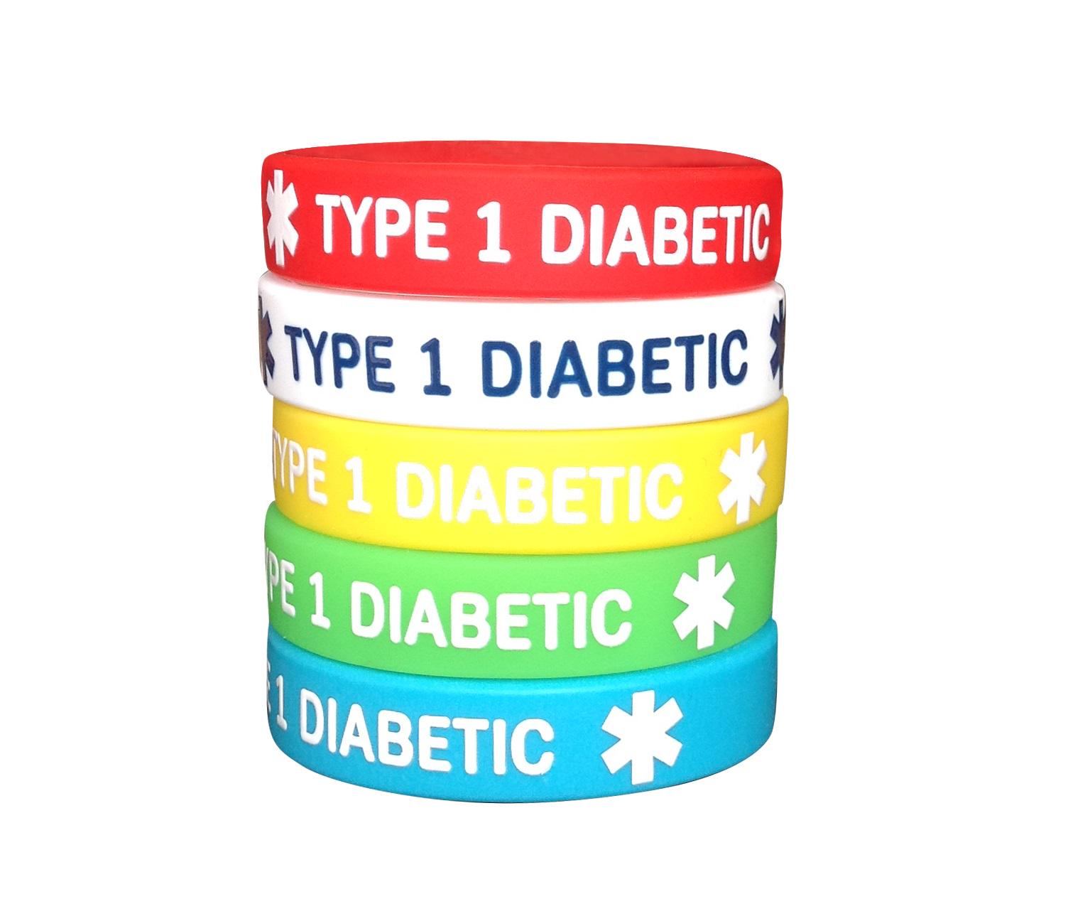 Набор детских браслетов диабетика "TYPE 1 DIABETIC" 5 шт. (3418) - фото 1