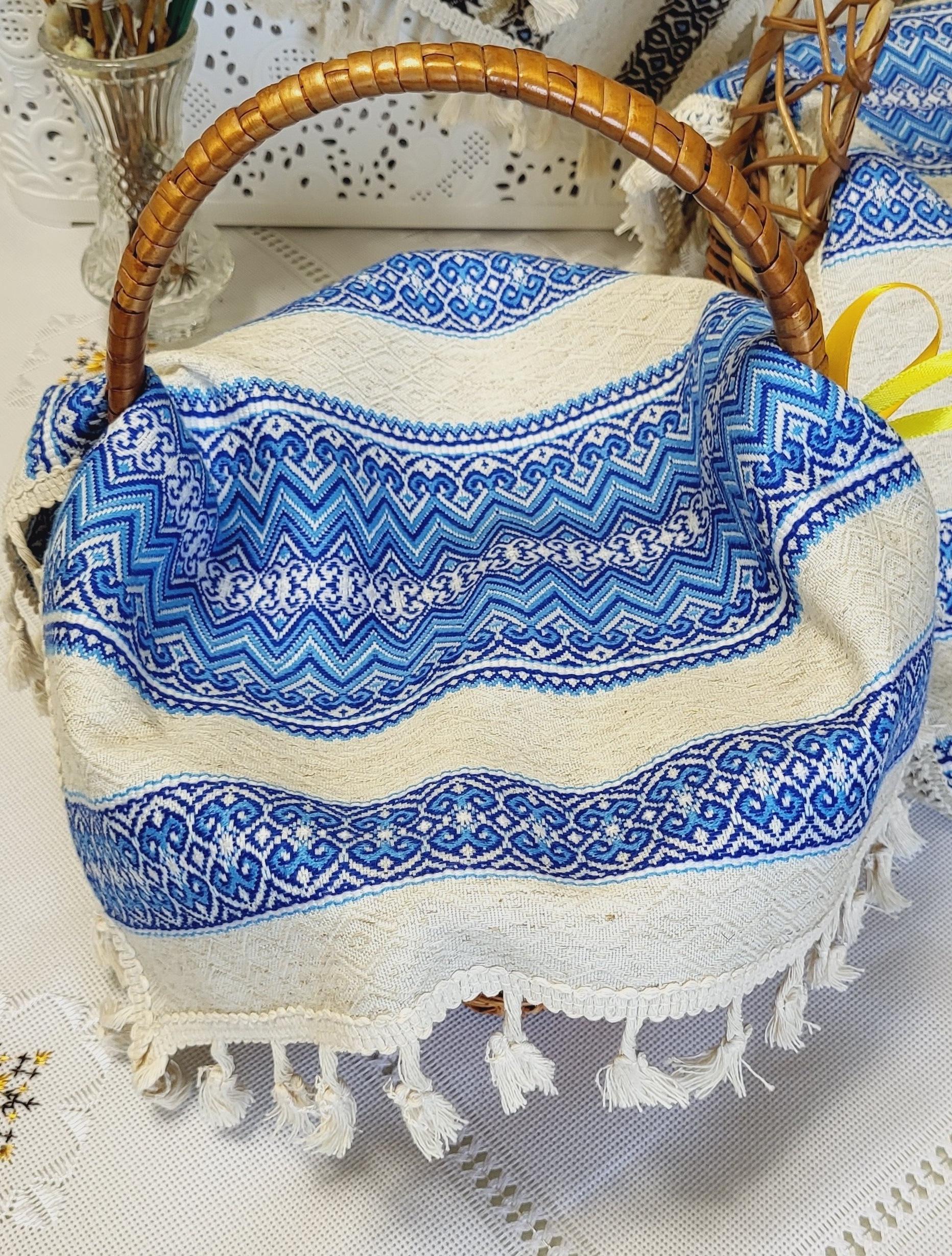 Серветка-рушник тканинно-декоративна з бахромою на святковий кошик (Арт-061мал)