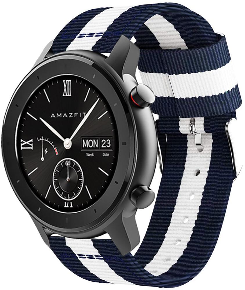 Ремешок тканевый Canvas для Amazfit GTR 42 мм Blue/White (20559)