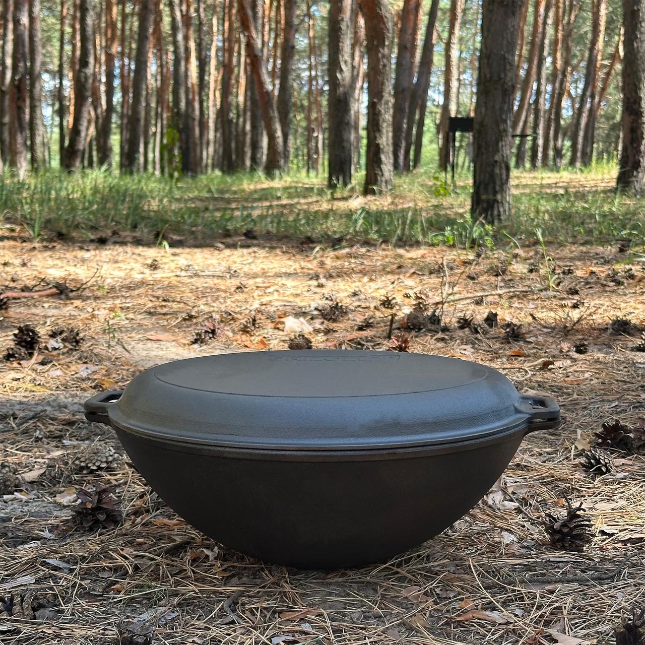 Сковорода WOK-08КС чавунна з кришкою-сковородою гриль 8 л (sp3-2325269289)