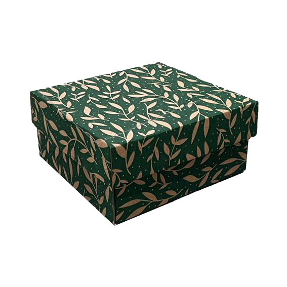 Коробка подарункова гілочки 145х140х72 мм Темно-зелений (000008474)