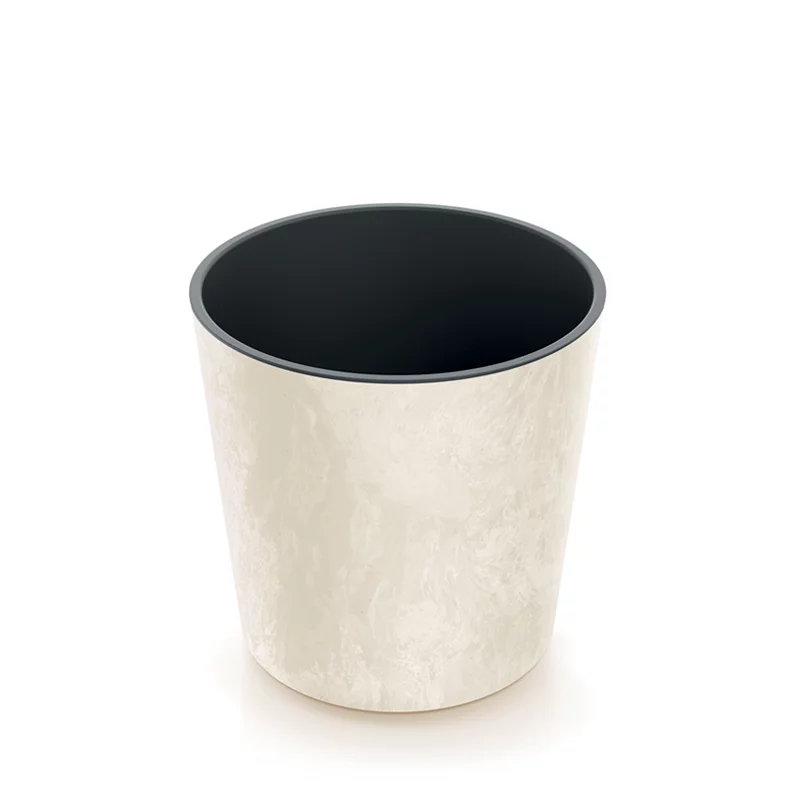 Горшок для цветов Prosperplast Urbi Round Effect круглый с вкладышем 30х30х29,5 см Молочный мраморный (88410-700)