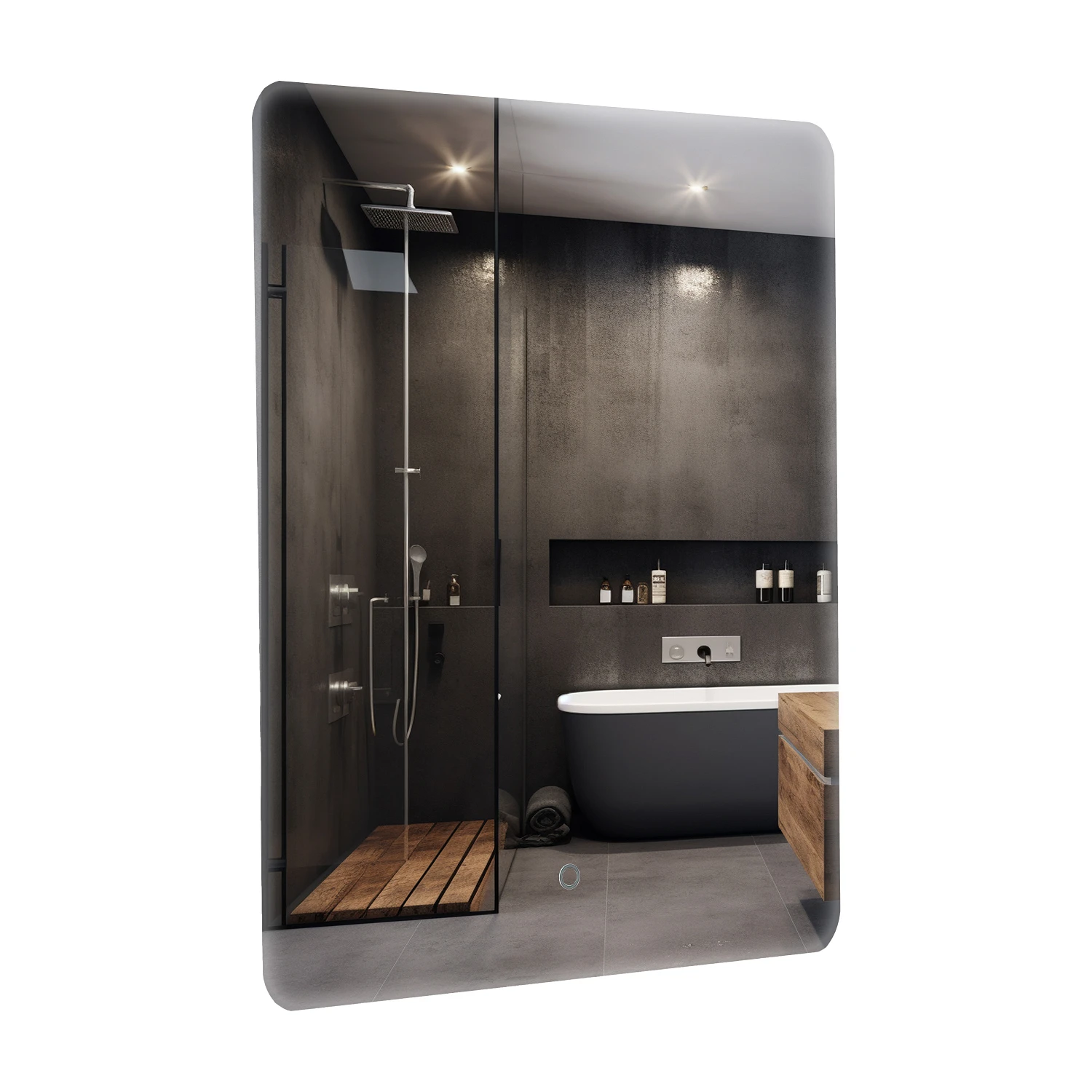 Зеркало для ванной комнаты Aqua Rodos Moon 700x600 прямоугольное, с фронтальной LED-подсветкой (АР000092639)