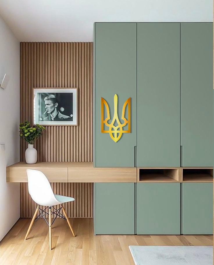 Декор зеркальный DFA Тризуб Украины для стен и мебели Золотой (YA00016-G)