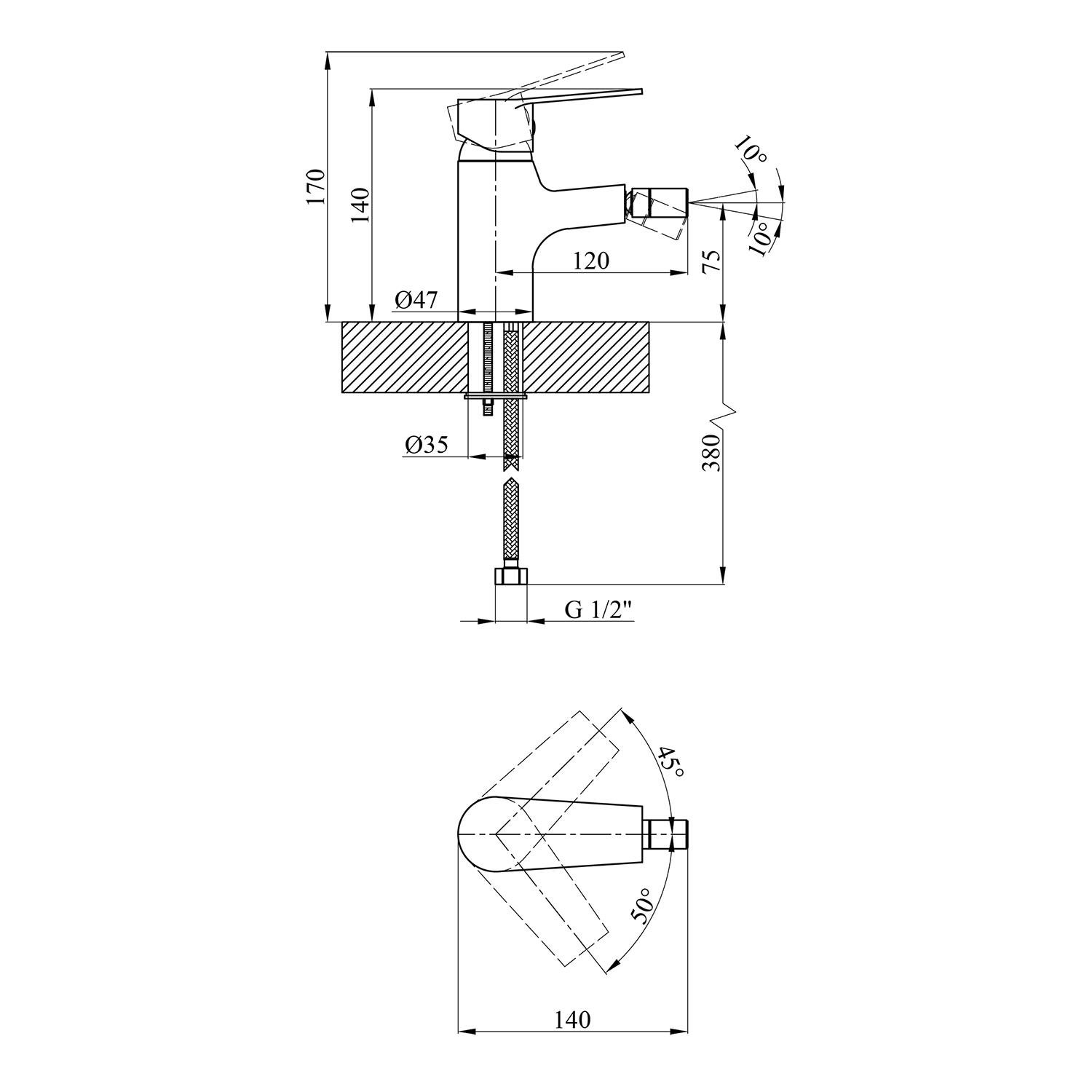 Смеситель-кран для биде Kroner KRP Enzo C020 (KR23612Y) - фото 2 Смеситель-кран для биде Kroner KRP Enzo C020 (KR23612Y) - фото 2
