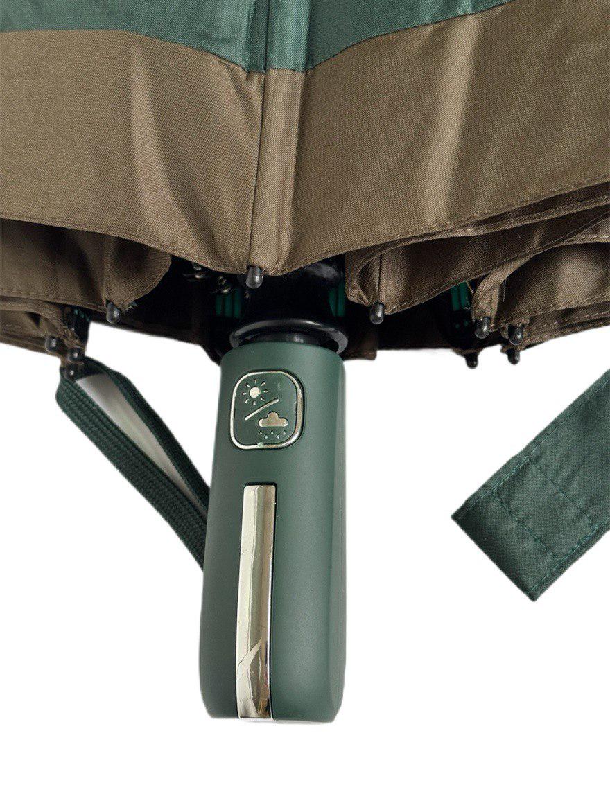 Парасолька автоматична жіноча Bellissimo 12 спиць 6 сегментів Зелений з коричневою облямівкою (654/3) - фото 5
