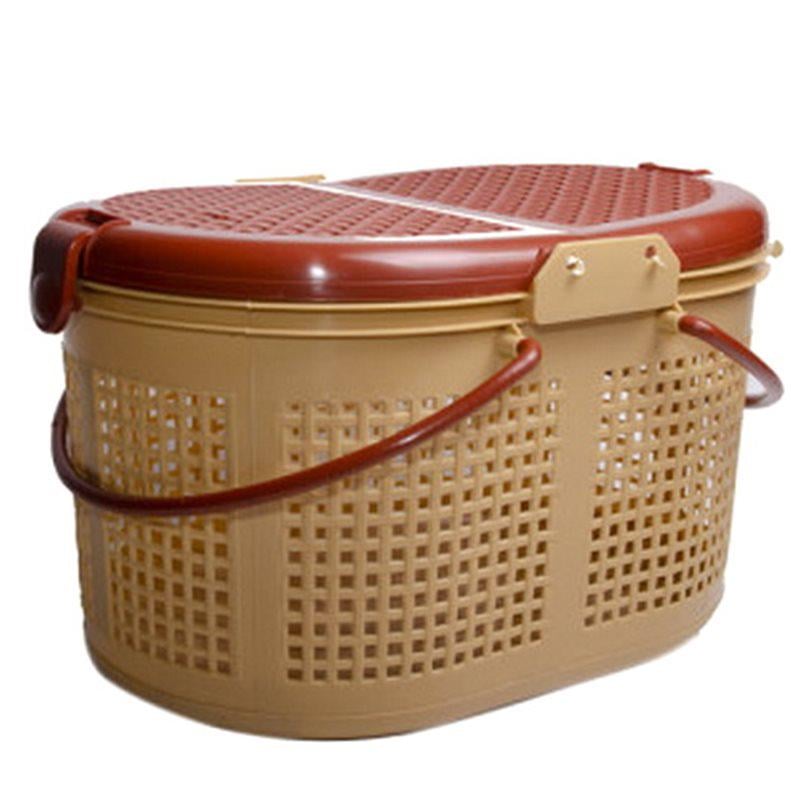 Корзина для животных и для пикника из пищевого пластика 26х32х45 см Бежево-коричневая (34174632)