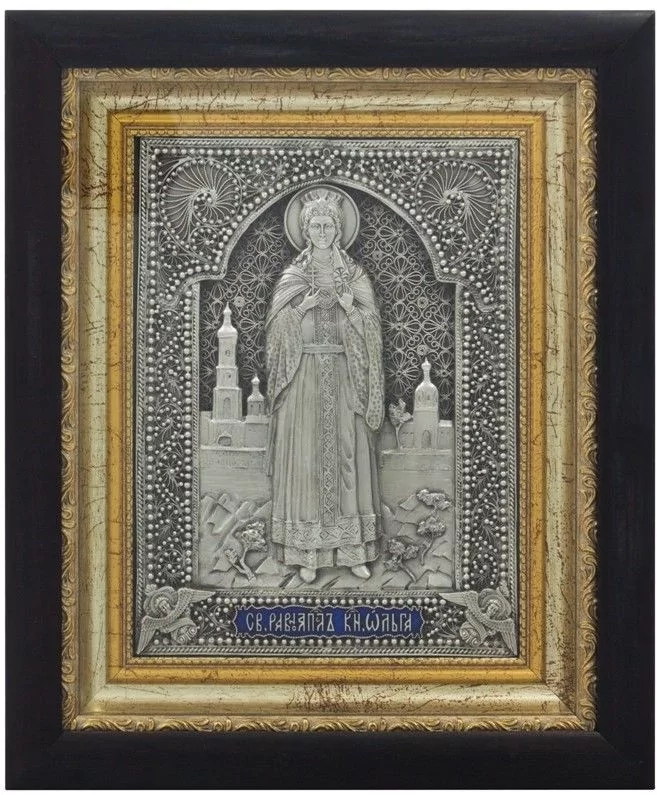 Икона Святая равноапостольная княгиня Ольга из серебра (0103025001)