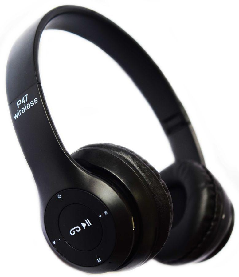Наушники беспроводные Wireless P-47 Bluetooth MicroSD FM Black
