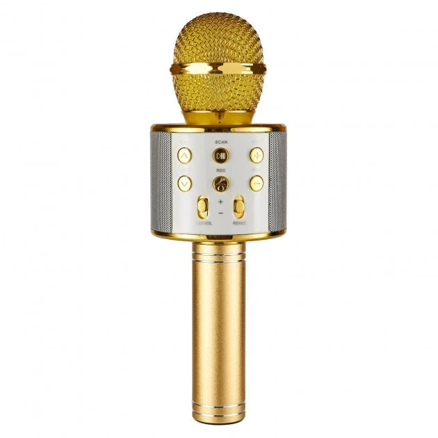 Караоке-микрофон беспроводной Wster WS-858 Bluetooth-колонка и MP3-плеер Gold (MX-11056A)