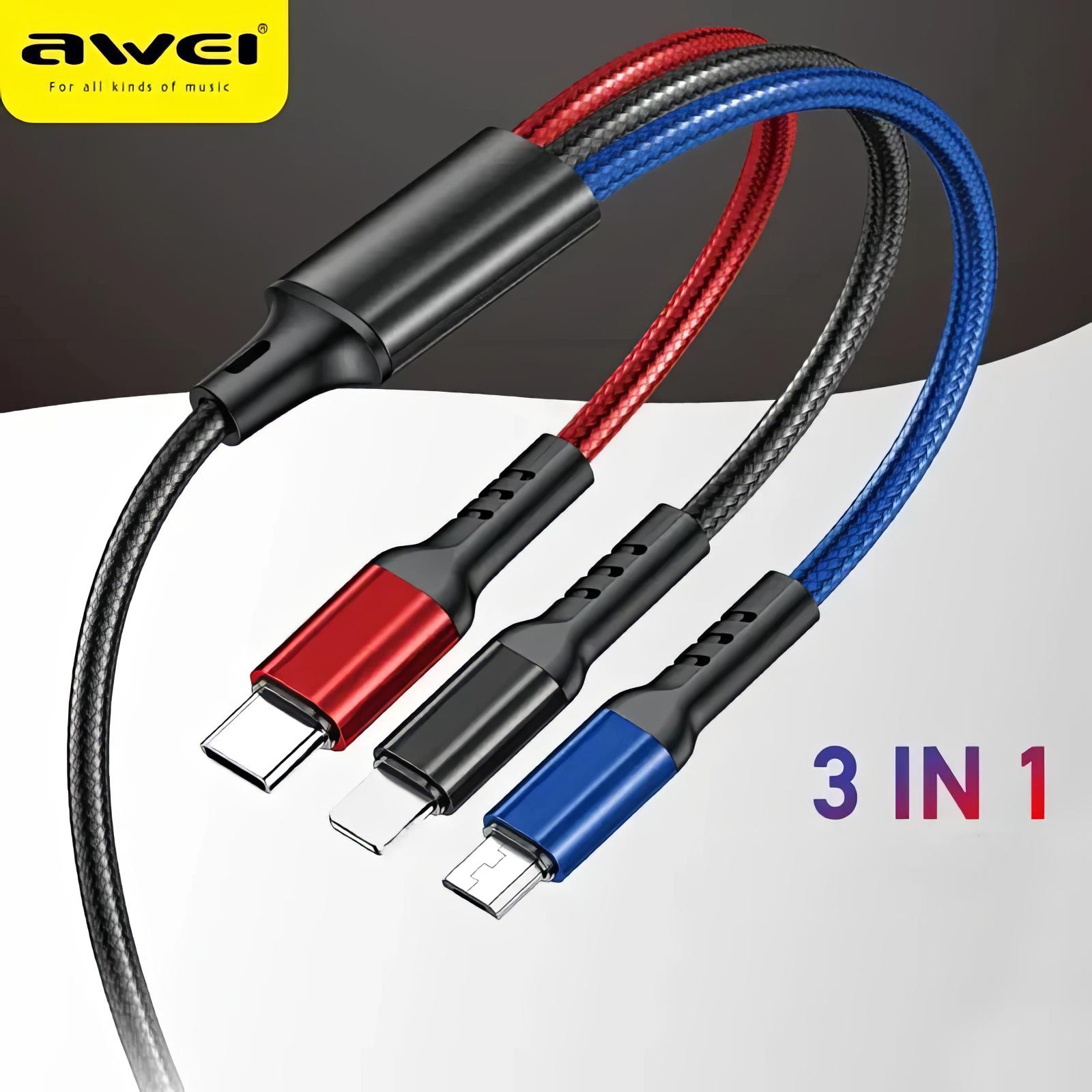 Кабель для зарядки телефона Awei CL-971 3в1 lightning/Micro usb/Type c (1010610-Other) - фото 6