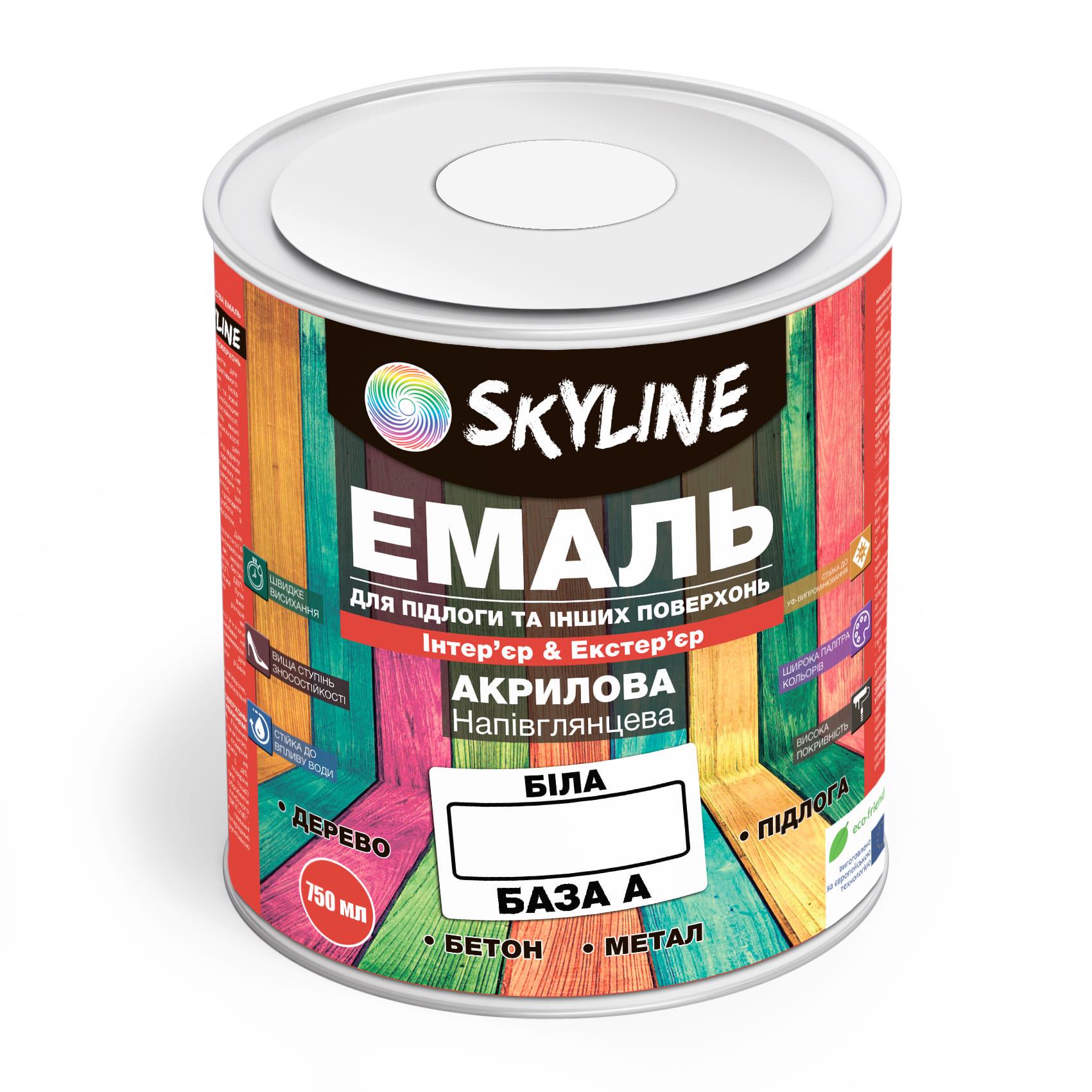 Эмаль для пола SkyLine акриловая полуглянцевая 0,75 л Белый База А