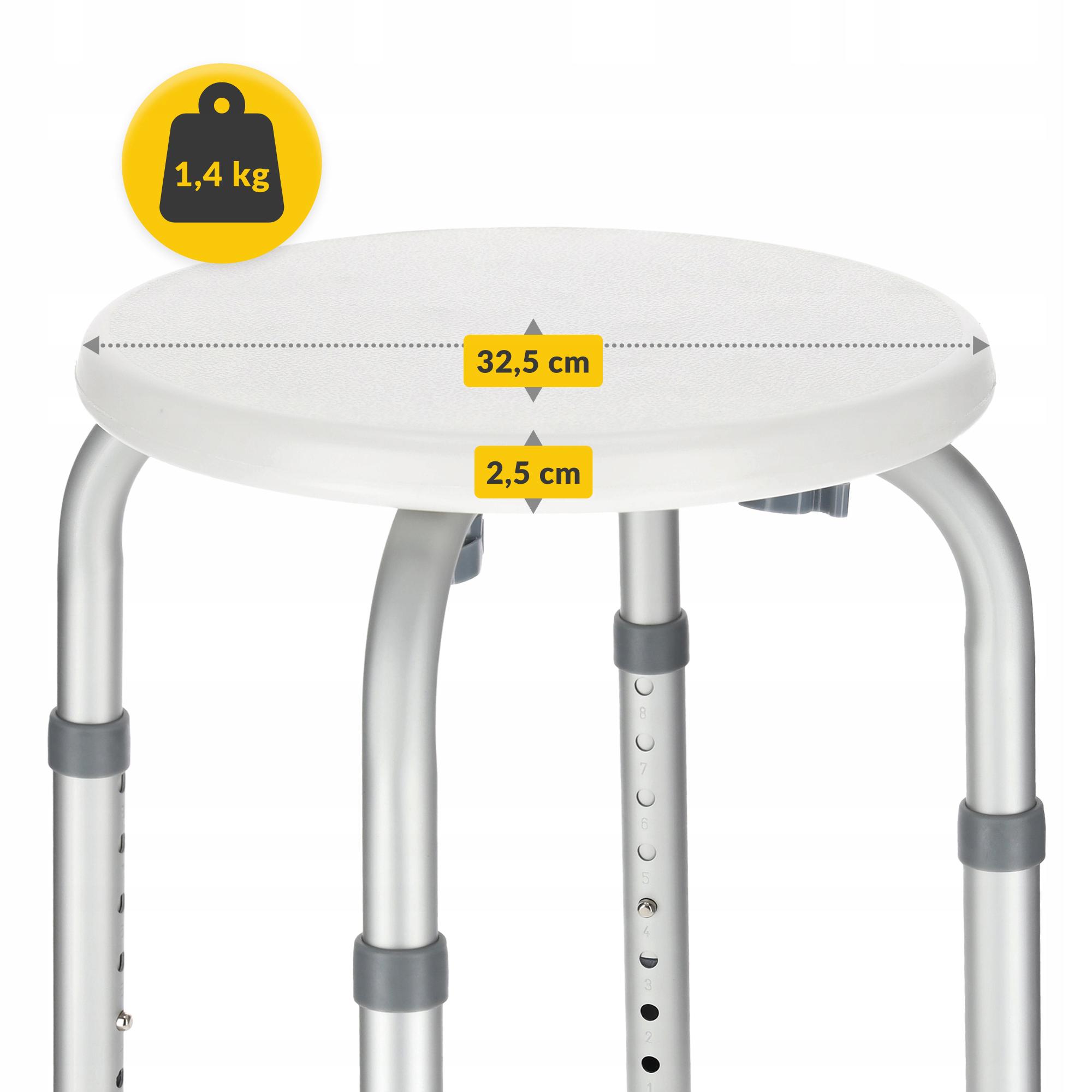 Стілець-табурет 4fizjo для ванної та душу регульований White/Grey (P-5905973403382) - фото 3