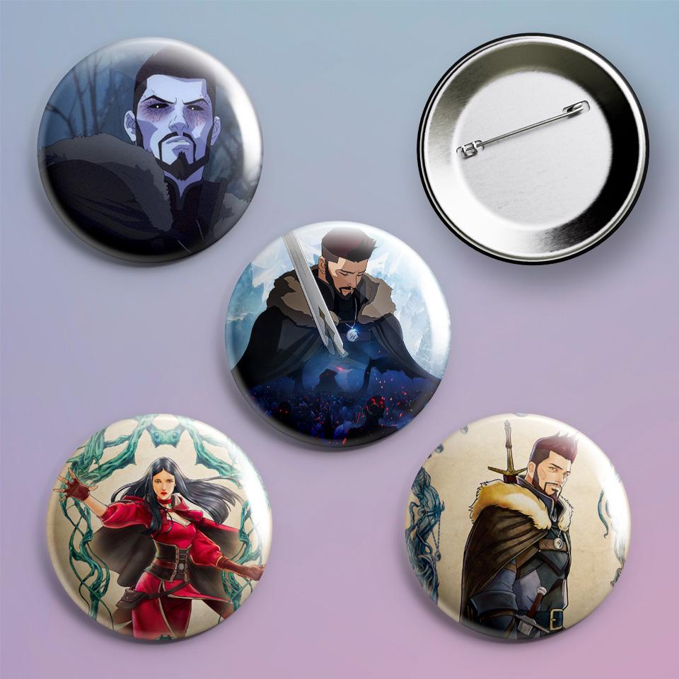 Значки на рюкзак с принтом аниме The Witcher Nightmare of the Wolf 4 шт. Значки на рюкзак с принтом аниме The Witcher Nightmare of the Wolf 4 шт.