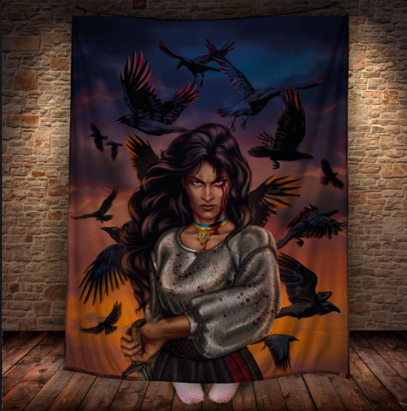 Плед с 3D принтом alina zaishla Сталева вишиванка 150х200 см (epi_1783)